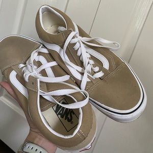 new tan and white old school vans